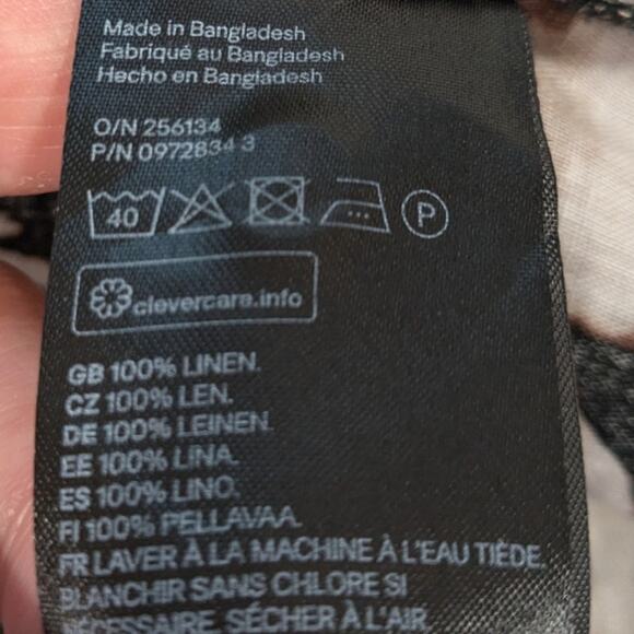 H&M Linen Animal Print Button Front Long Sleeve Oversized Top Size XS - Picture 5 of 5